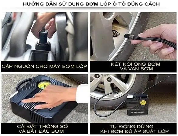 Hướng dẫn sử dụng bơm lốp ô tô đúng cách